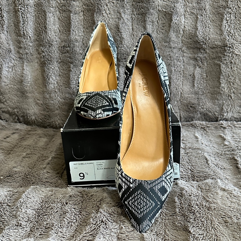 J. Crew Black and White Geometric Heels - NEW